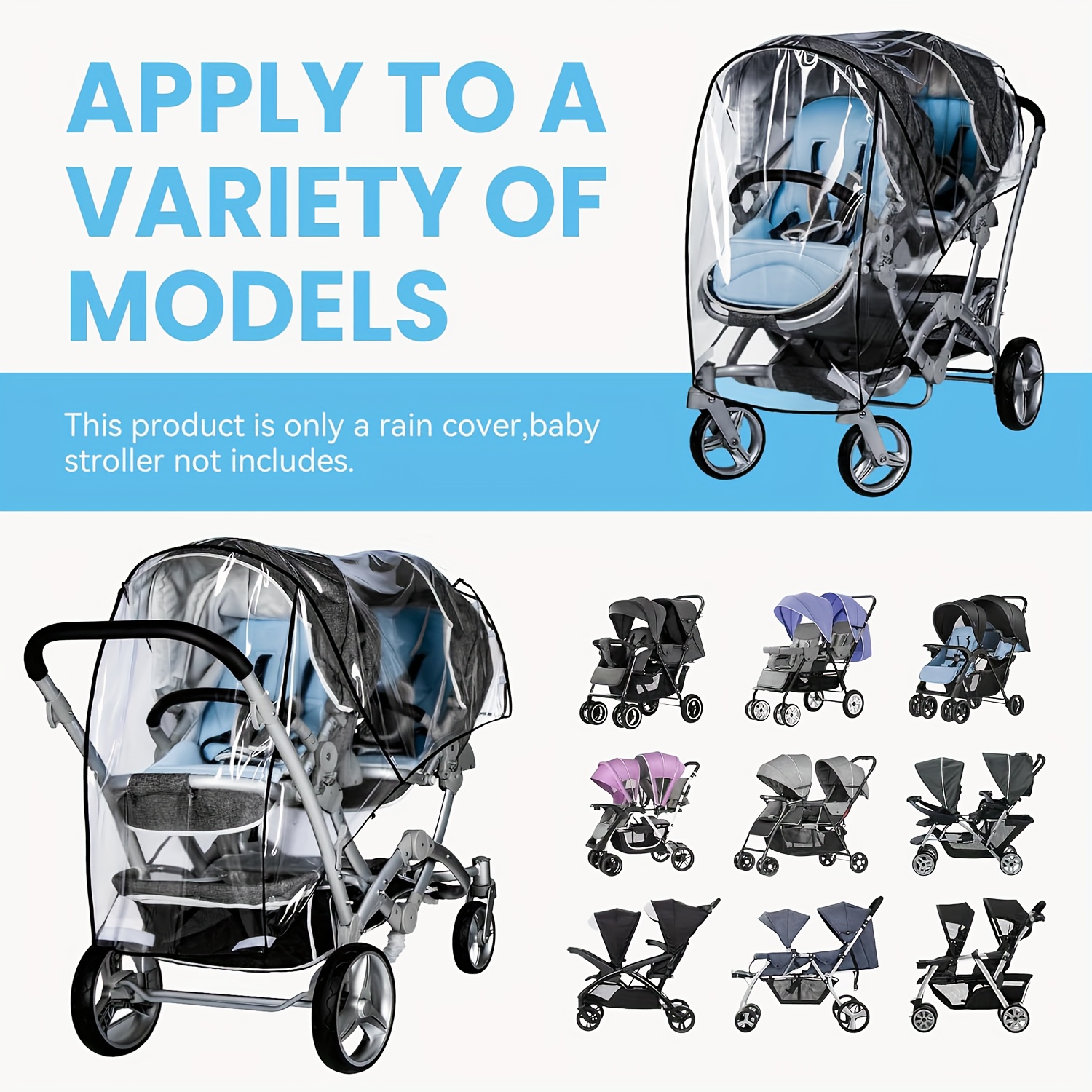 universal stroller rain cover strollers front - Temu