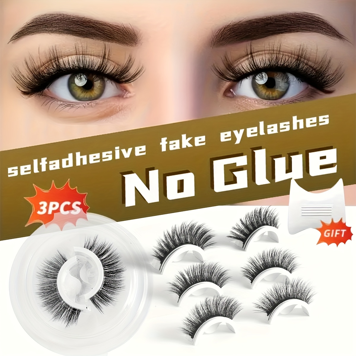 3 pairs of self   false eyelashes with super strong stickiness   stunning eye makeup effect   b c no lash extension   needed   for beginners