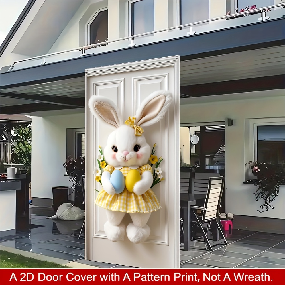 

1pc Easter Bunny Door Banner - 39x71" Polyester Garland With Cute Bunny & Egg Design, Spring Decor & Room , Easy To Hang, Rabbit Accessories