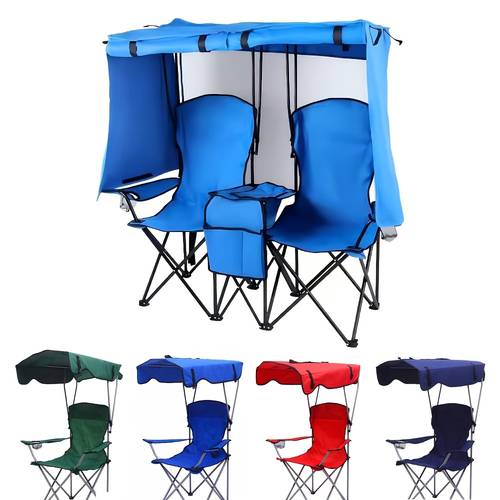 foldable double single chair with canopy with a table patios camping and outdoor events