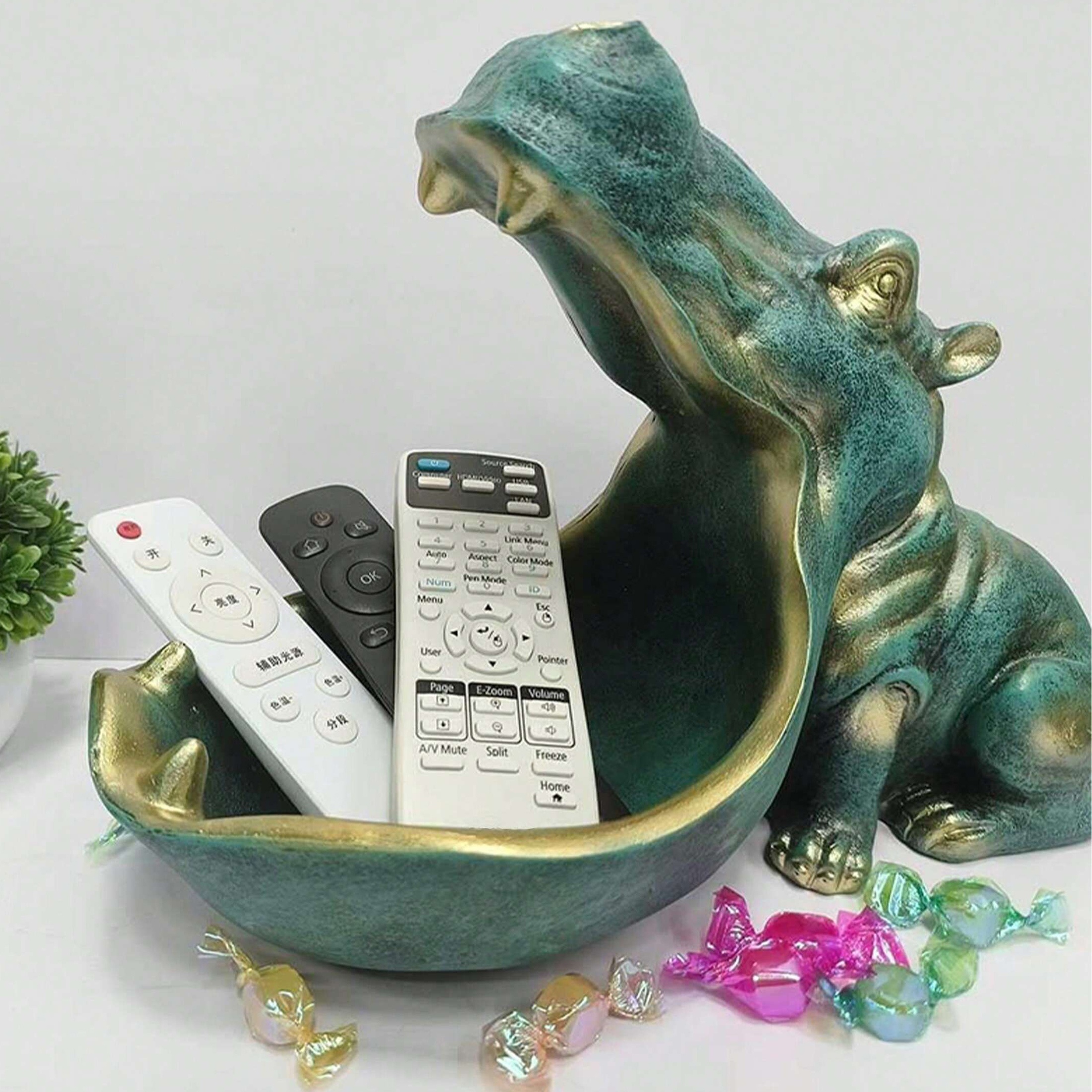 

Charming Hippo Resin Figurine - Versatile Candy Dish & Key Bowl, Perfect For Home Decor