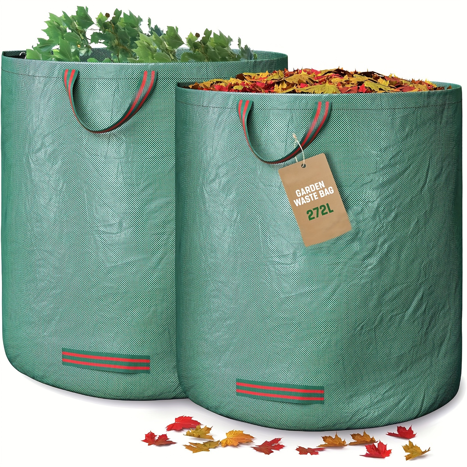 

2pcs Garden Waste Bags Heavy Duty With Handles, 272l High Capacity Garden Bag, Uv Stable And Water Repellent, Reusable