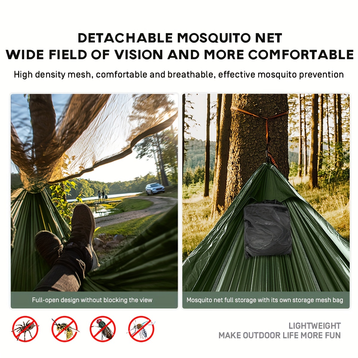 1-2 personas al aire libre mosquitera paracaídas hamaca camping