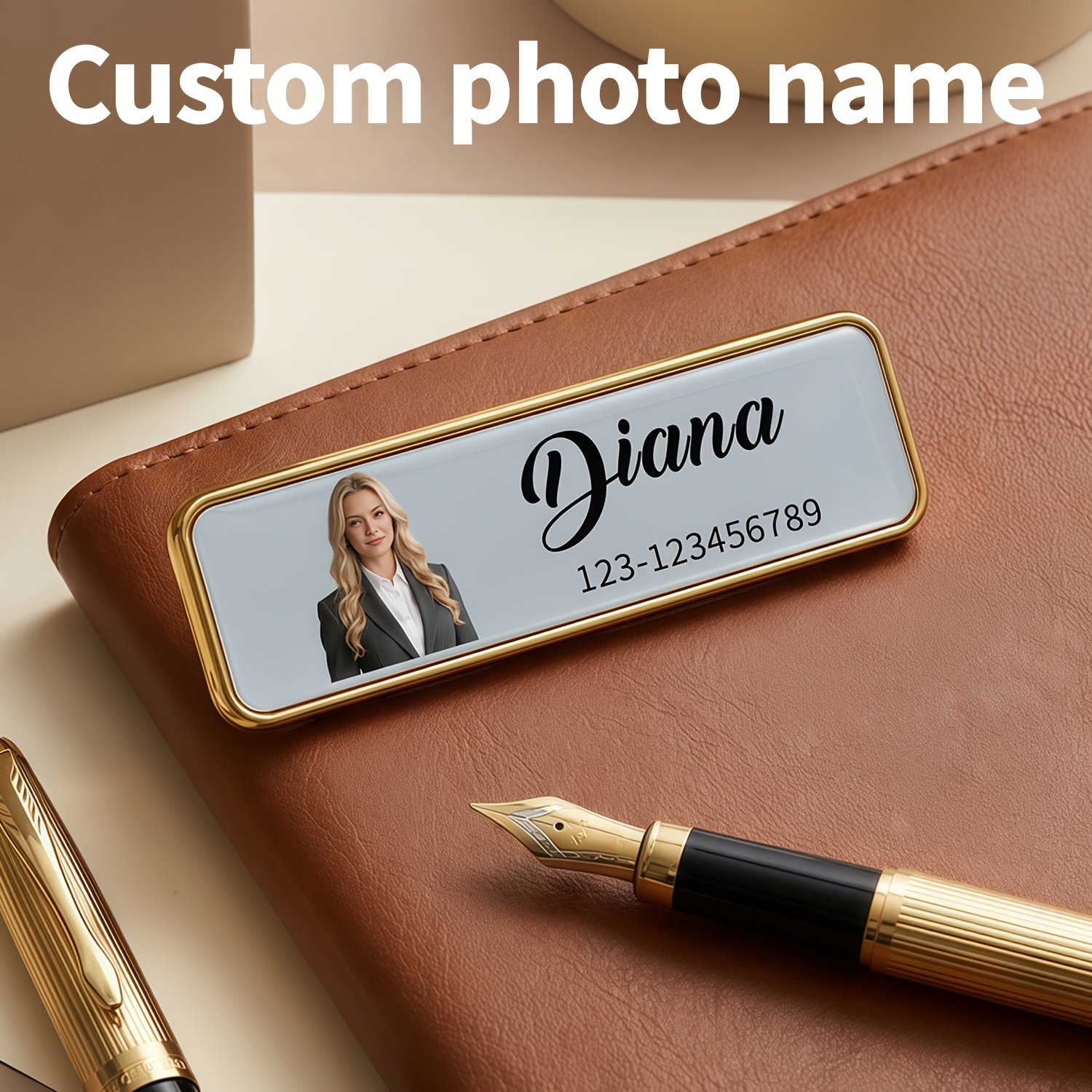 TEMU [image Customization] Personalized Custom Name Tags, Badge Holders, High-end Metal Pin-style Employee Id Badges, Corporate Company Id Card