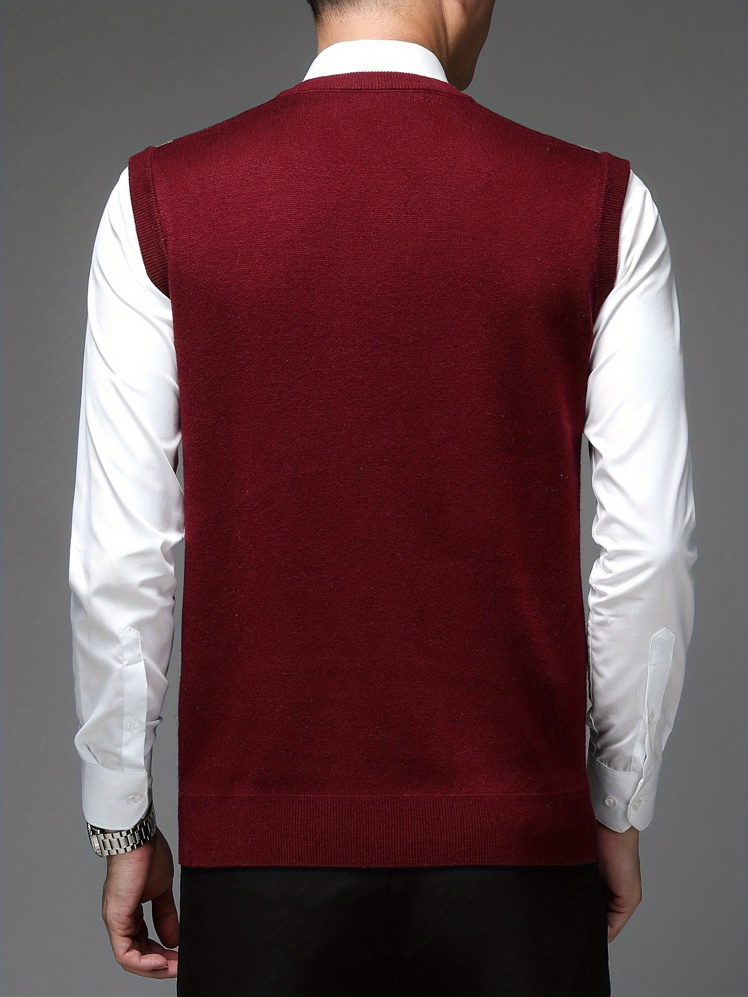 herren argyle grafik print strick weste, formelle v-ausschnitt   fit weste für herbst winter outdoor aktivitäten 2