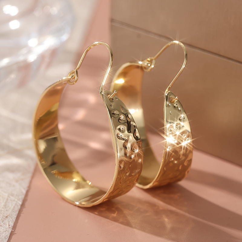 Image of Enormous Brass Hoop Earrings - Large Statement Oversized Hoops For Stretched , Vintage Boho Style, Ideal For Daily Wear & Special Occasions, Golden-tone, Nickel-free