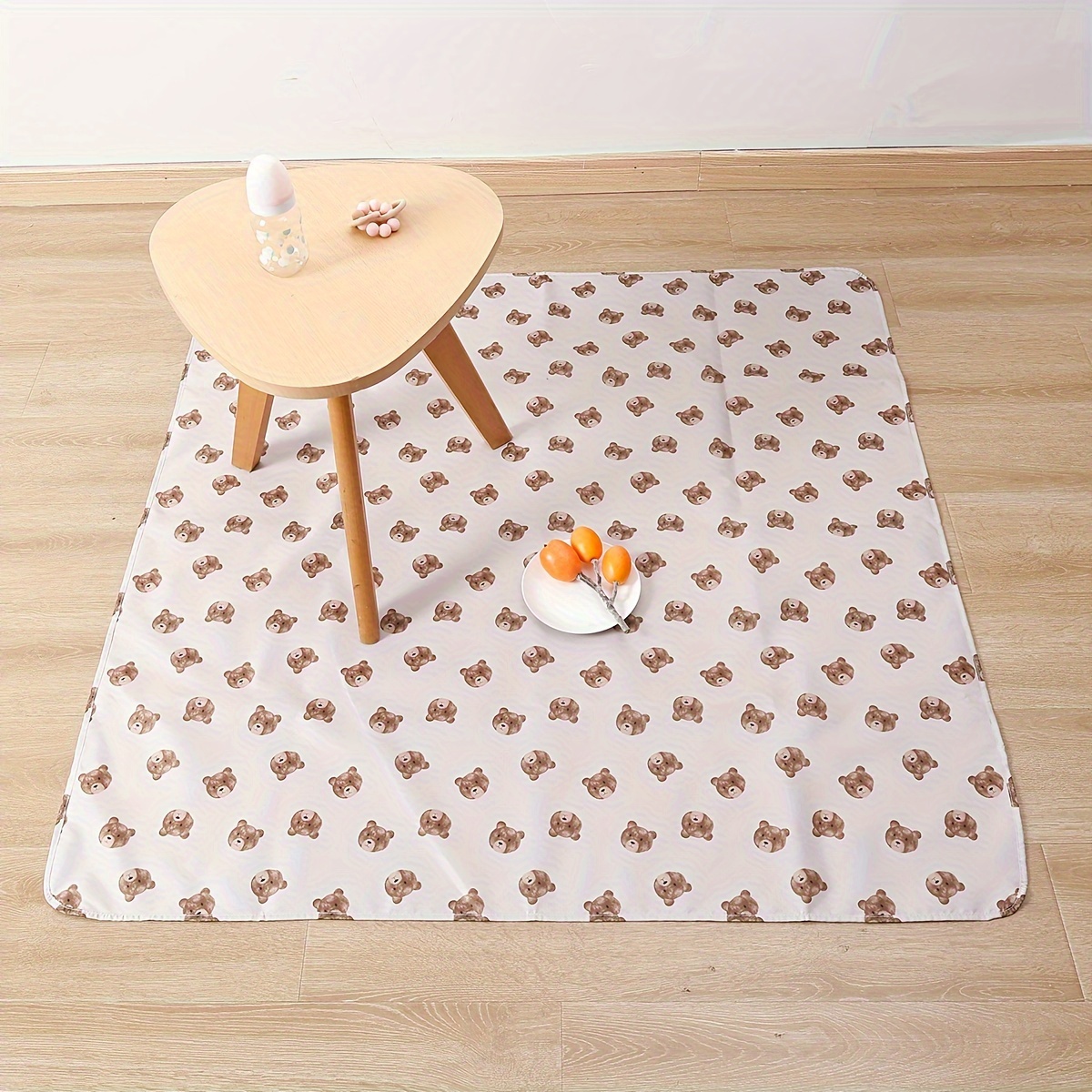 happyflute 43 inch square splat and play mat   0 3 washable waterproof polyester fiber with anti slip backing high chair floor protector arts crafts picnic mat details 0