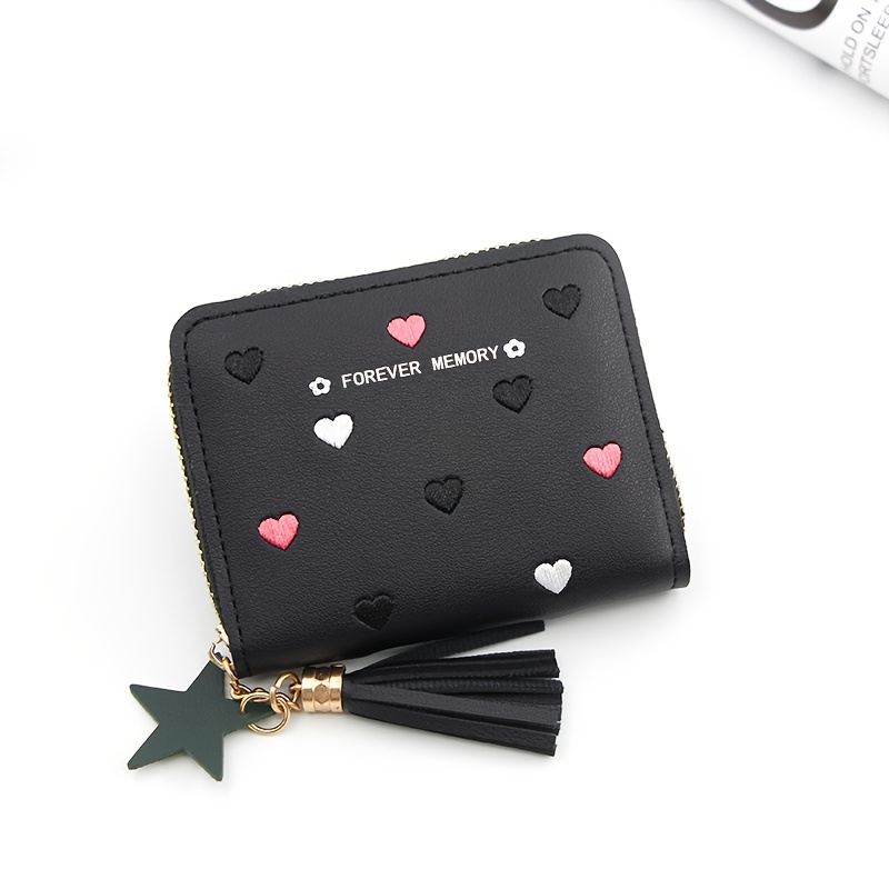 Image of Women's Fashion New Short Zipper Embroidered Portable Small Exquisite Coin Purse