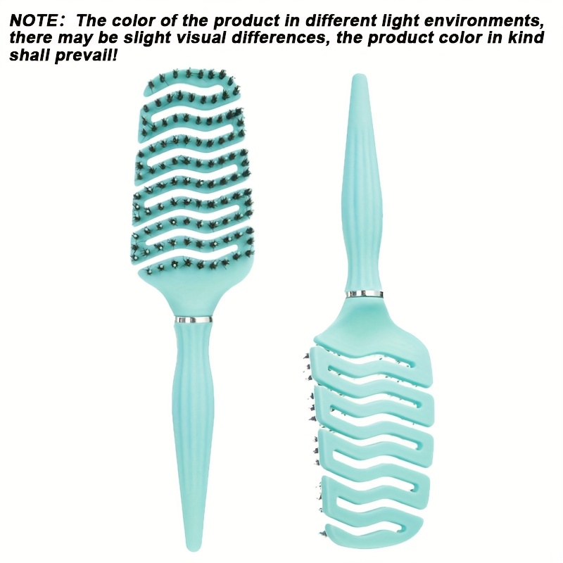 TEMU 1/2pcs Plastic Bristle Nylon Hair Brush Anti-static Detangle Comb Women Wet Massage Comb Curly Large Curved Hair Types