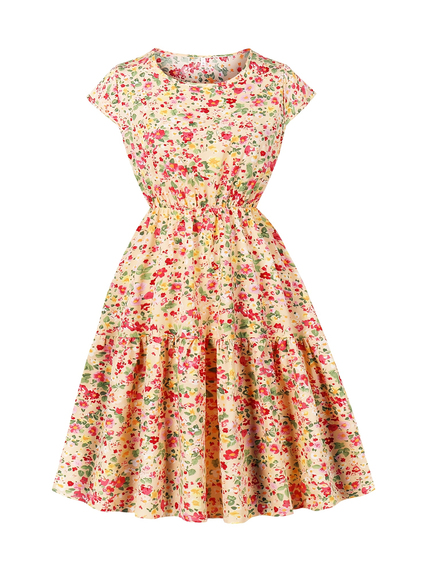 cute casual knee length dresses dress sold on Temu United States Floral print Color:Apple T5683 halloween dress up cape Our Plus Tie Dye a back bow
