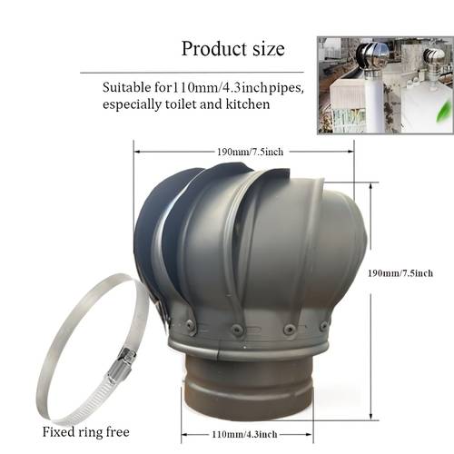 item picture version 4 4 3 grey anti rust coating double layer anti rust stainless steel unpowered wind cap no electricity ventilation exhaust fan roof ventilation ball suitable for pipes kitchens bathrooms 100mm 110mm