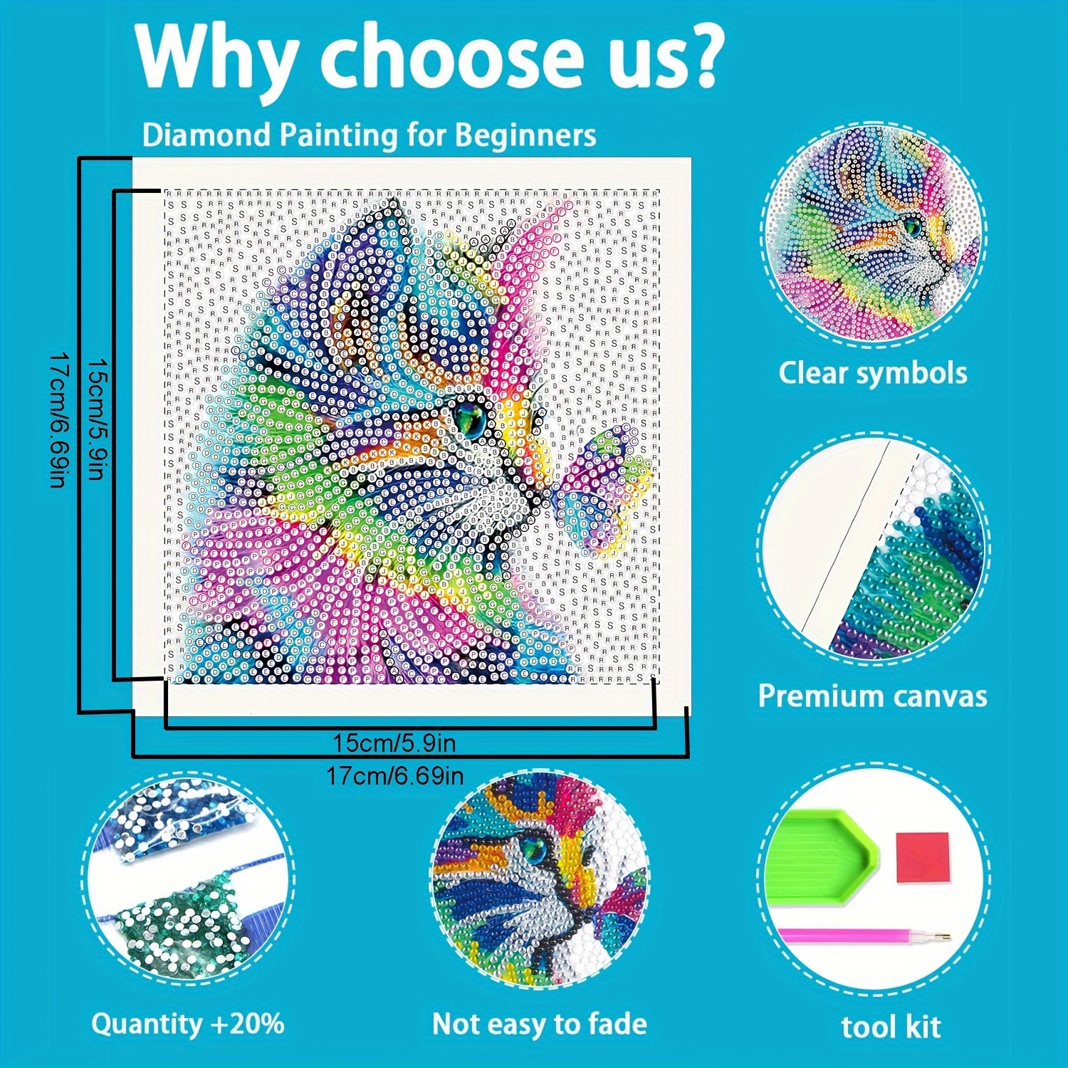 Diamond Painting Kit Enfant, 30 Pièces Diy Peinture Diamant Animaux