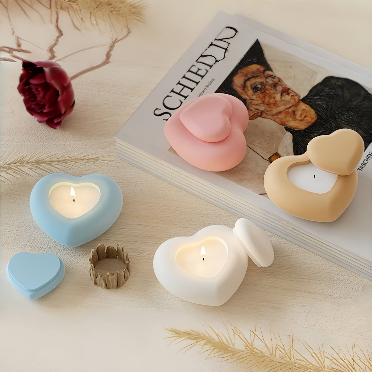 

3d Heart-shaped Candle Mold Silicone Mold For Diy Candle Making, Valentine's Day Crafts, And Resin Casting - Soft, Flexible, And Durable