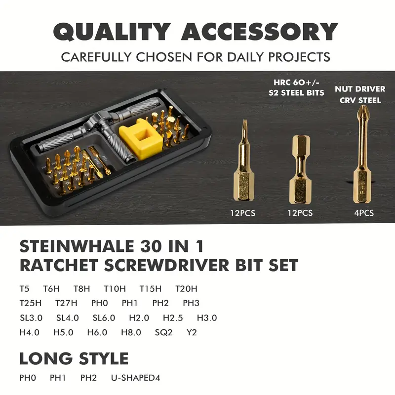 25 in 1 magnetic ratchet screwdriver set chrome vanadium steel reverse handle internal hex bits for furniture car computer bicycle diy carrying case tool kit durable construction screwdriver set Product details 3