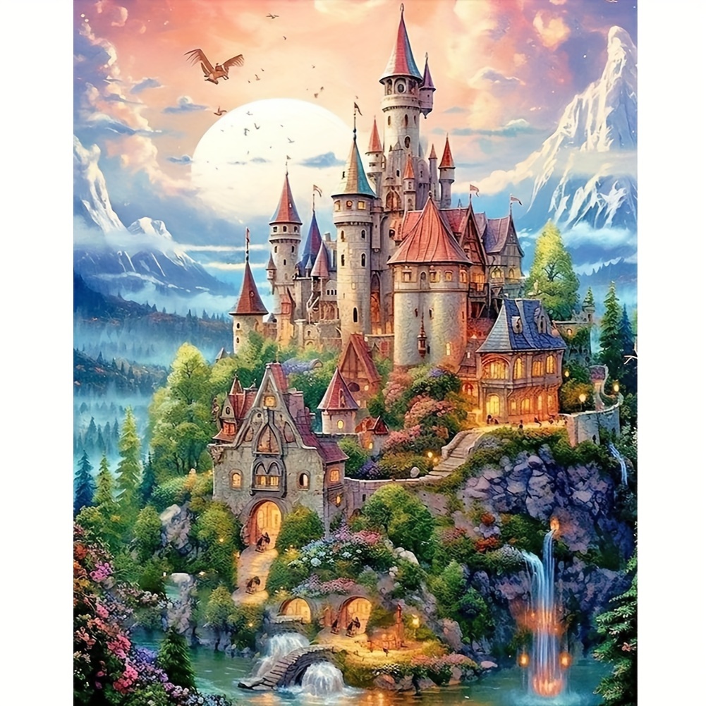 

Fantasy Castle Landscape Diy 5d Diamond Painting Kit - Round Acrylic Diamonds Full Drill Canvas Art Embroidery Cross Stitch Craft For Wall Decor (40x50cm)