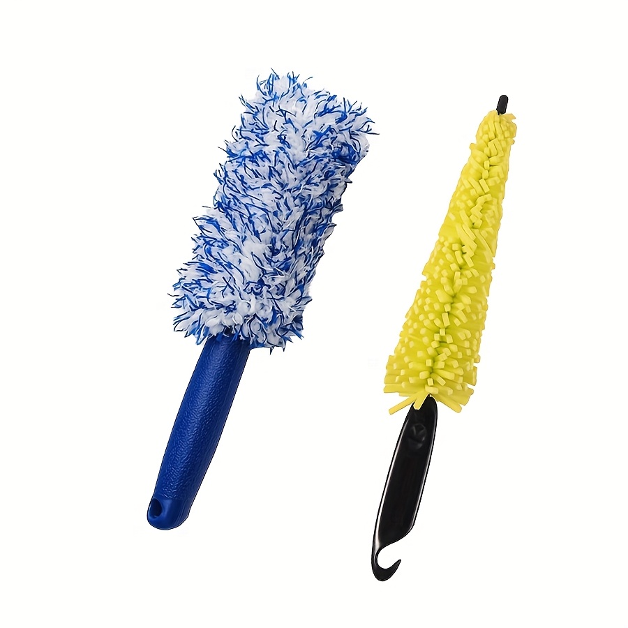 Car Wheel Cleaning Brush, Soft Microfiber Flat Rim Cleaner With Extra Detachable Cover For Most Rims And Spokes And Fenders Car Cleaning Wheel Brush