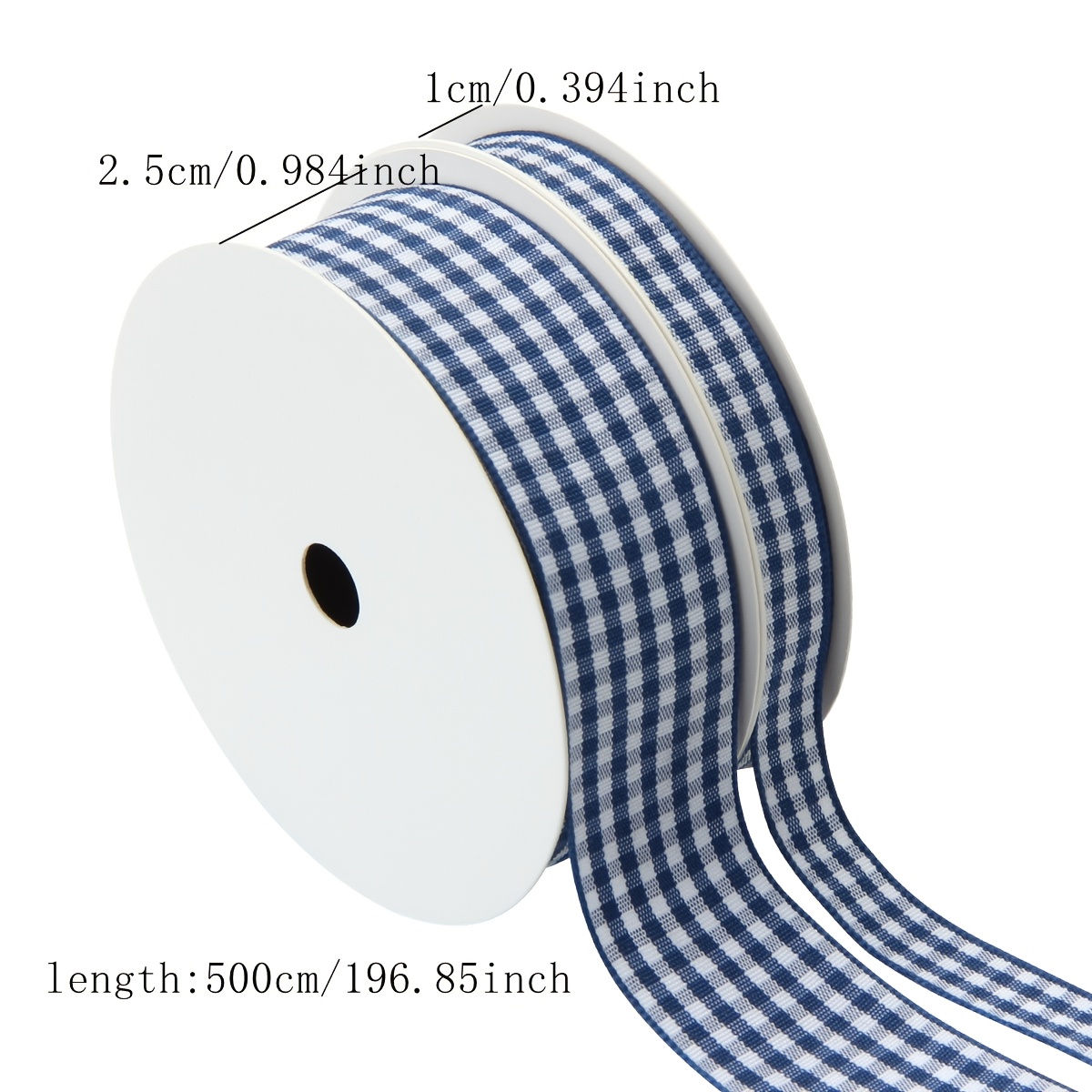 1cm & 2.5cm Blue & Check Ribbon Suitable For Oktoberfest, Munich Beer Festival Decorations, Gift Wrapping, Diy Crafts - Ribbon, Small Width For Bows & Decorative Ties
