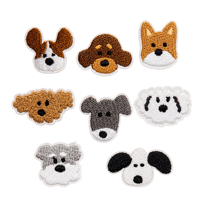 TEMU 8pcs Self-adhesive Cute Puppy Embroidery Patch Stickers, Scarf, Bag, Diary Decoration Stickers, Diy Decorative Handmade Fabric Appliques