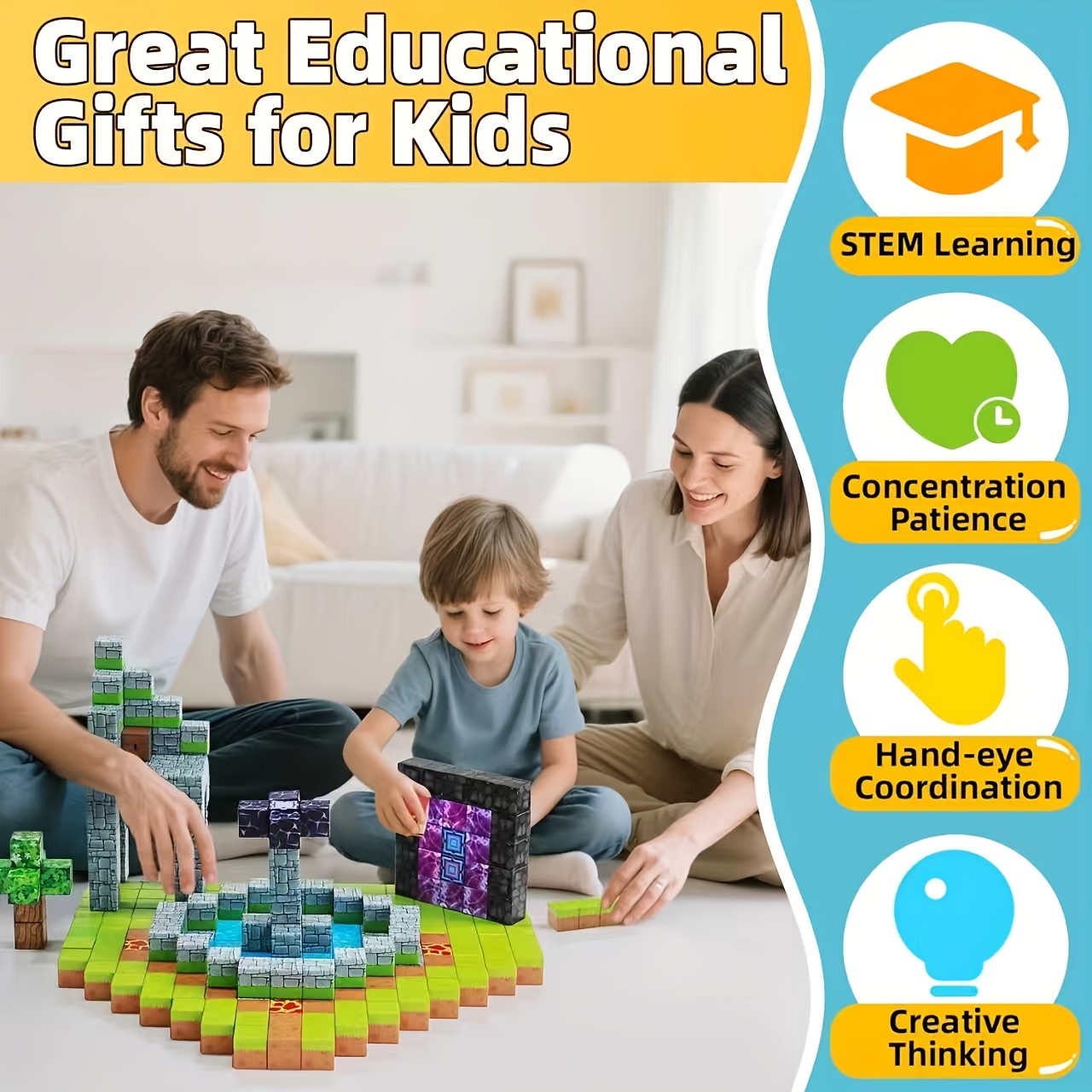 150pcs Magnetic Construction Blocks for 3D World Stacking Toy