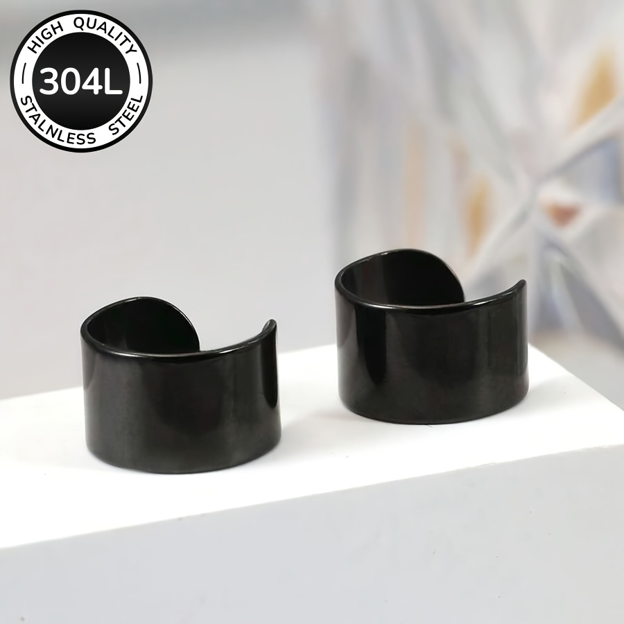 2pcs Minimalist Hip Hop Stainless Steel Non-Pierced Ear Clips
