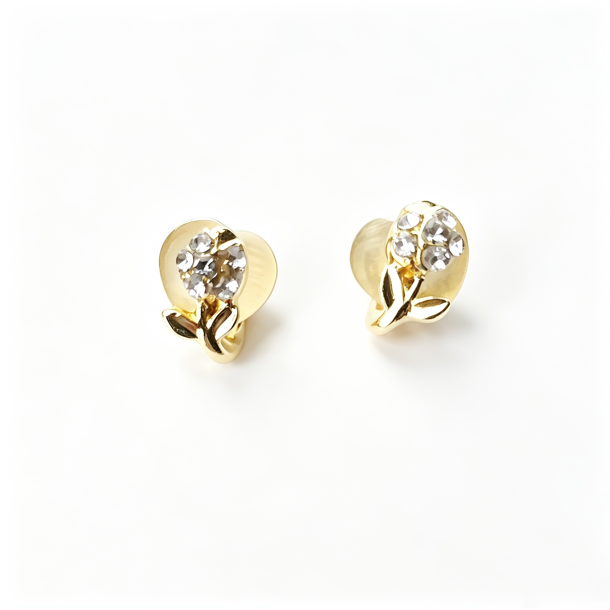 1 Pair Exquisite Copper Micro-inlaid Synthetic Zirconia Tulip Heart-shaped Earrings, Women' Simple Versatile Fashion…: retailer-supplied image