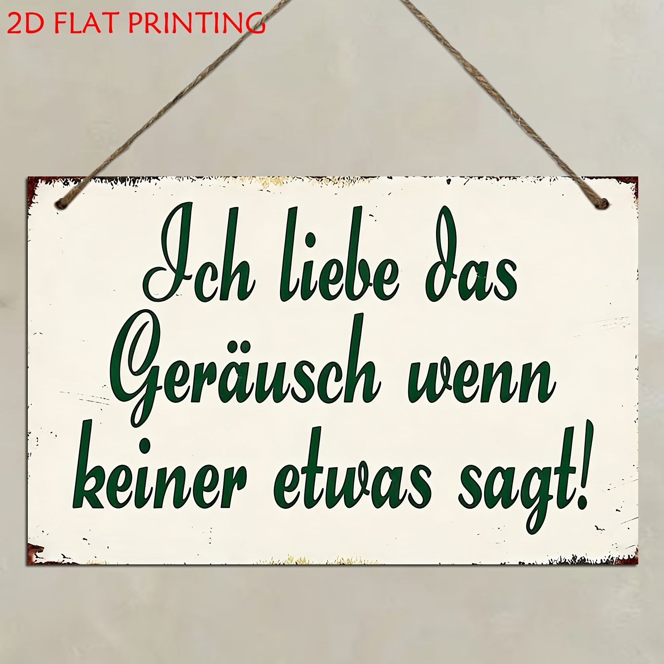 E-shop 2D-Flach, . deutsches Zitat-Wandschild „Ich liebe den Klang der “ – Retro-minimalistisches künstliches Schild, geeignet für Heim- Büro-Dekor,