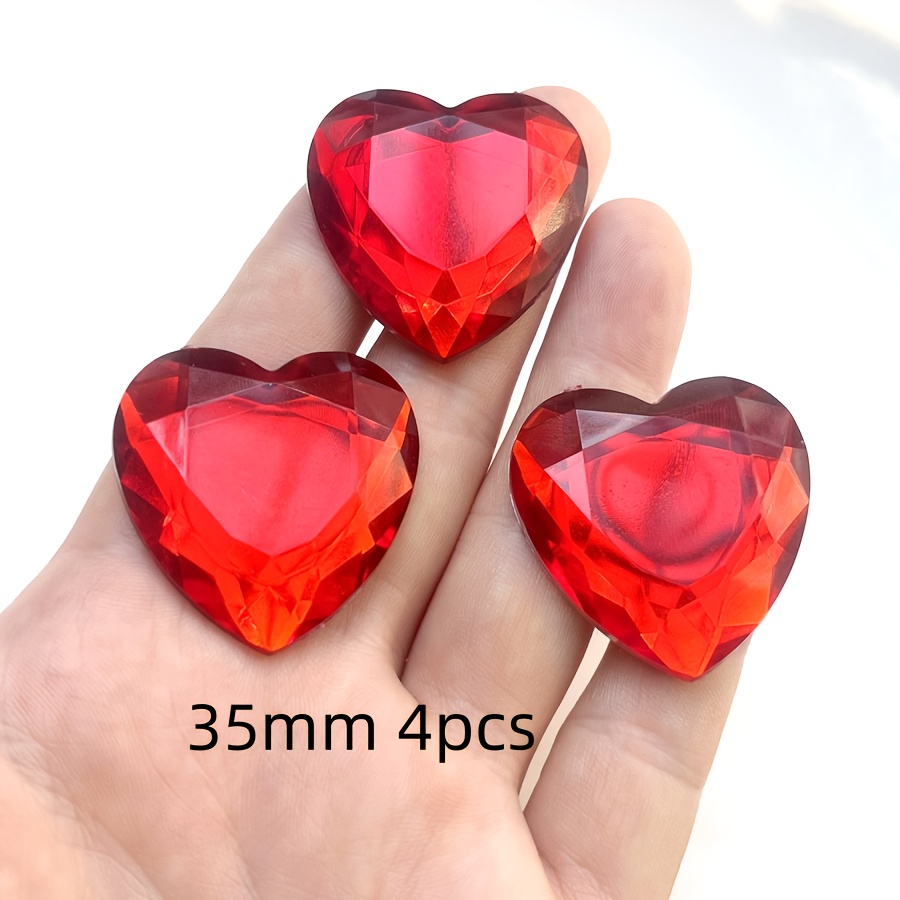 E-shop Großes Herz Acryl Rot Strass, geeignet für Schmuckherstellung, Valentinstagsgeschenk Dekoration Herz Strass 4 Stk./Packung