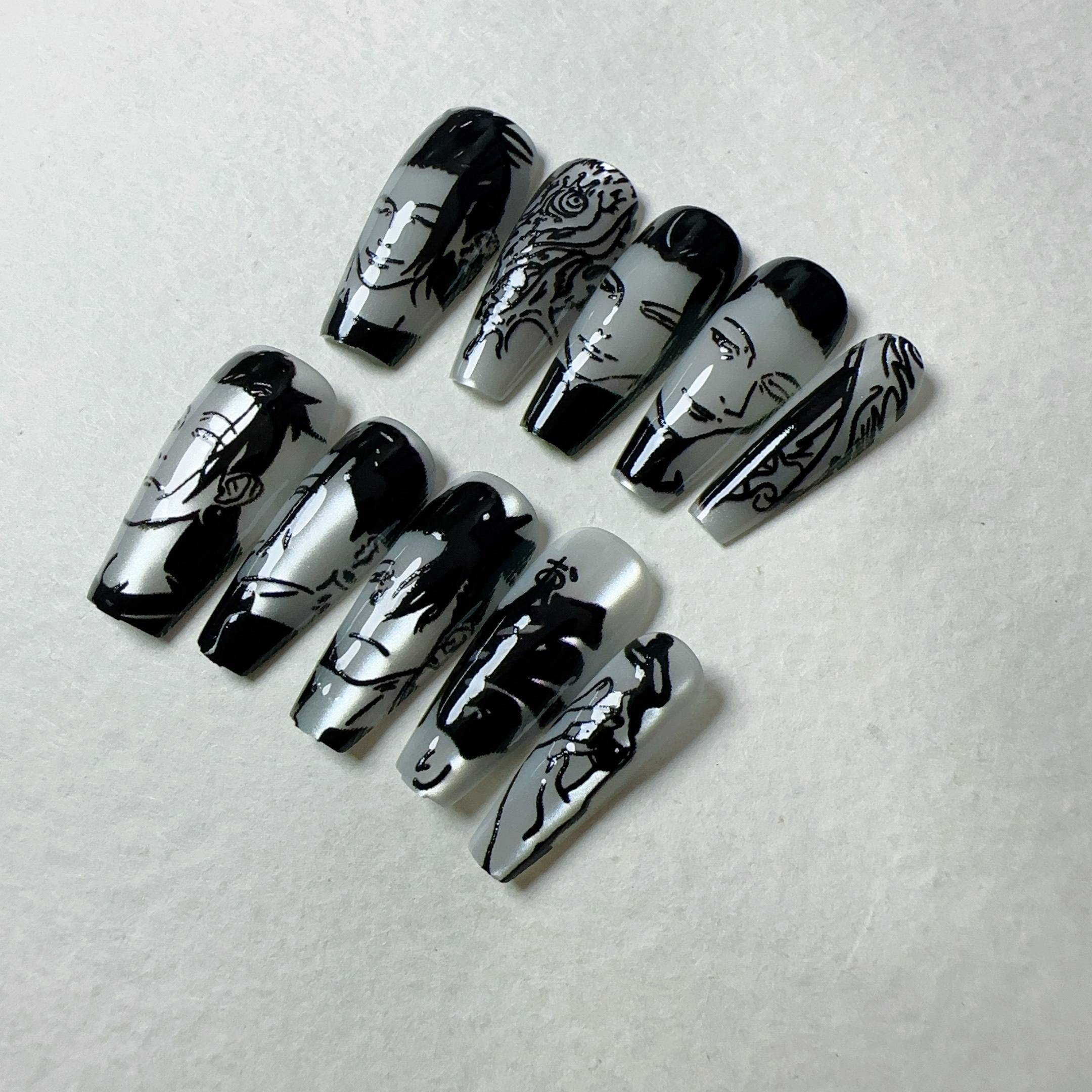 

10pcs , , Length, And , 5d Embossed False Set For Women