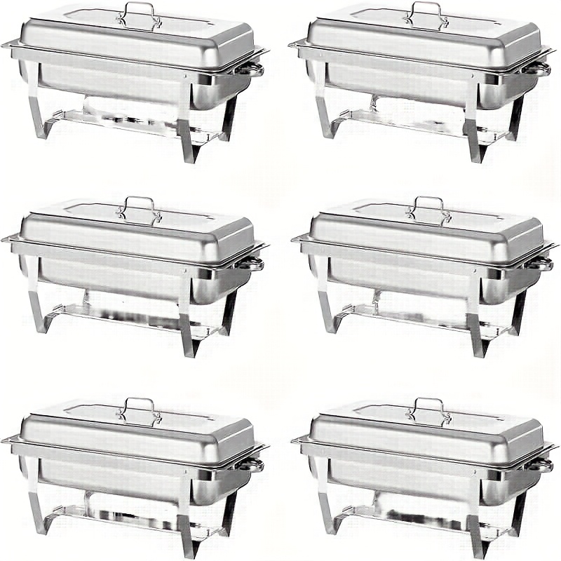 TEMU Chafing Dishes For Buffet 2/4/6 Pack, 8qt Stainless Steel Food Warmer Kit Buffet Serving Utensils For Parties, Birthday, Holiday Parties, Church