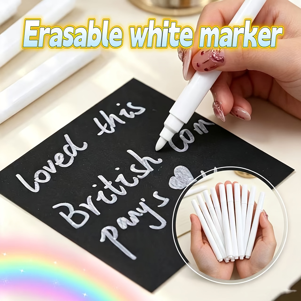 TEMU 3-pack Markers, Quick-dry And Non-smudging Writing, Easy To Erase Without Residue, Suitable For Teaching Blackboards, Transparent Glass, Home