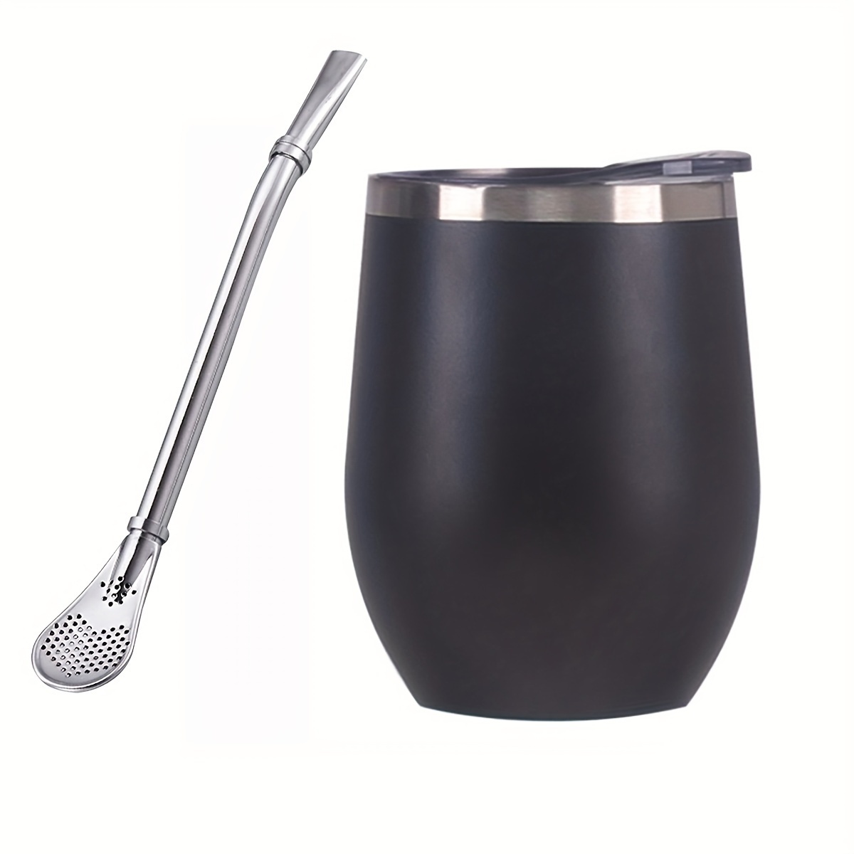 

1pc, Modern Stainless Steel Yerba Mate Gourd, 12oz/35oml Double Wall Yerba Mate Cup With Lid And Bombilla (yerba Mate Straw)