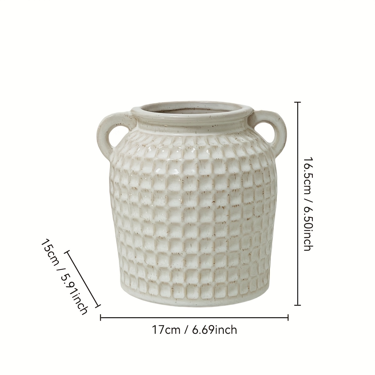 1pc Vintage Ceramic Double-Handled Vase - a Unique And Original Multifunctional Storage Jar, Suitable for Tableware And Fresh Flowers - a Rustic Style Decorative Container for The Kitchen, Dining Room, Or Living Room, Featuring a Distressed Glaze fo