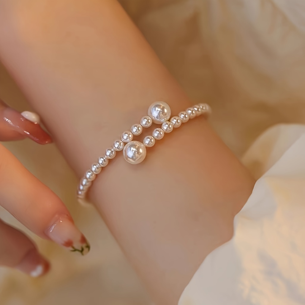 1pc French Retro Pearl Bracelet Women' Luxury Temperament High-end Niche Design Sense Easy All-match Fashion Bracelet Mother's Day Gift For Best Friend Girlfriend