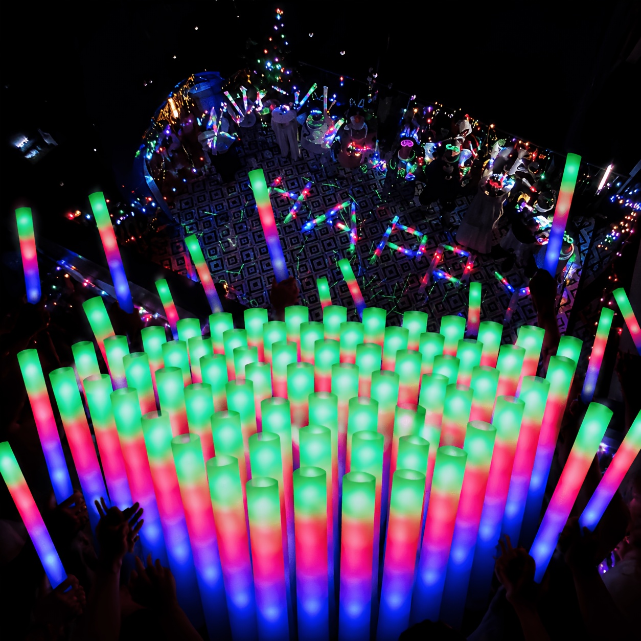 LED Foam Glow Sticks Bulk 100pcs Wands