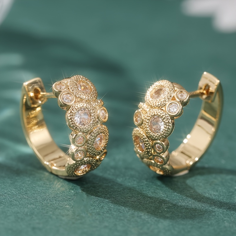 Women's Plated Hoop Earrings, Bohemian Retro Flower Design