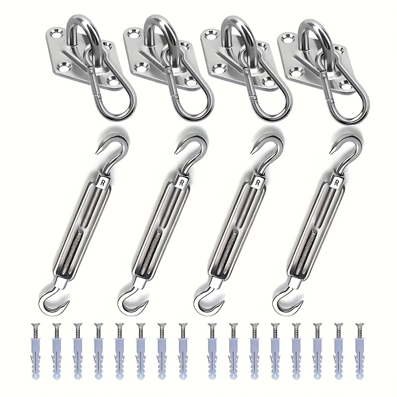44pcs Sun Shade Sail Hardware, 304 Stainless Steel Material, Heavy Duty Sun Shade Sail Stainless Steel Hardware Kit, Suitable for Courtyard Garden Awning Hanging Installation