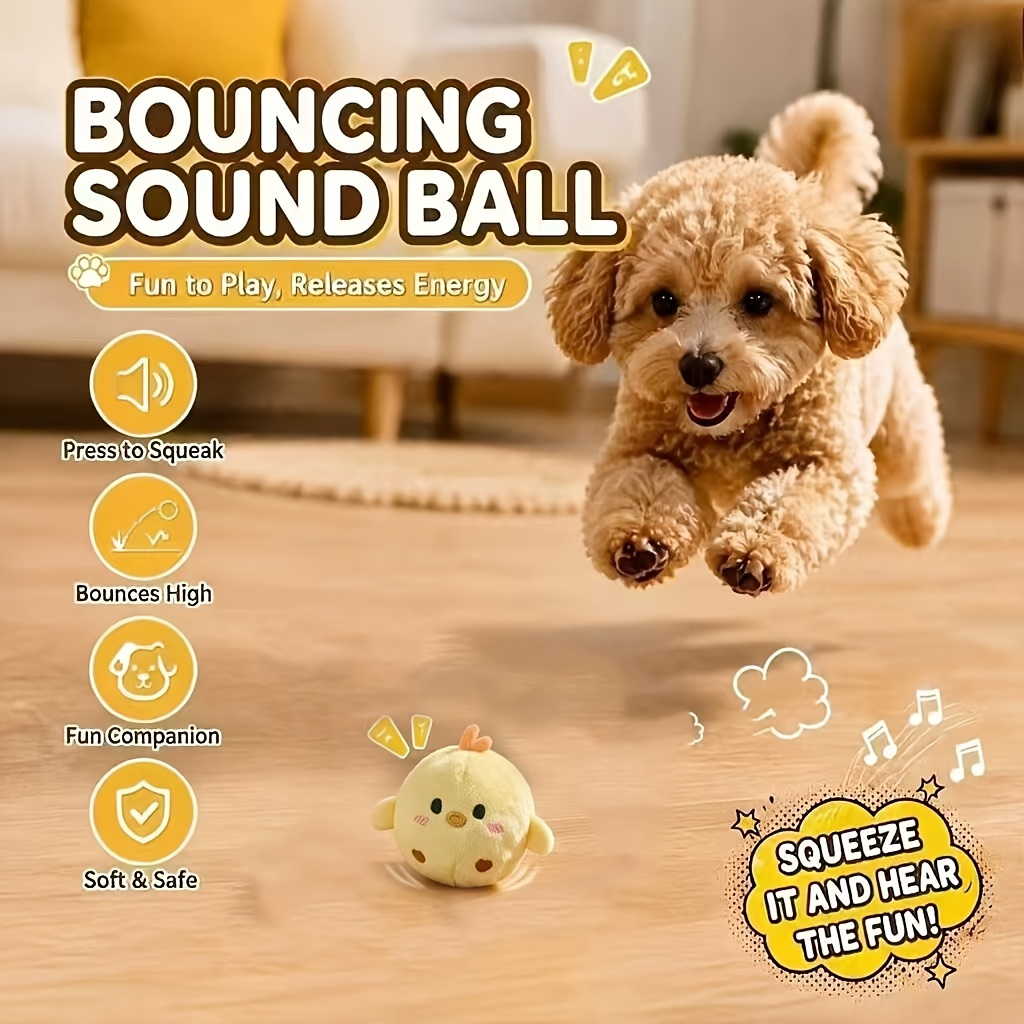 1 Pet Interactive Bouncing Squeaky Toy Ball, A Companion Toy For Dogs And Cats To Boredom, Features A Sound To Dogs And Cats, Made Of Chew-resistant Material, A Slow-rebound Toy, The Gift