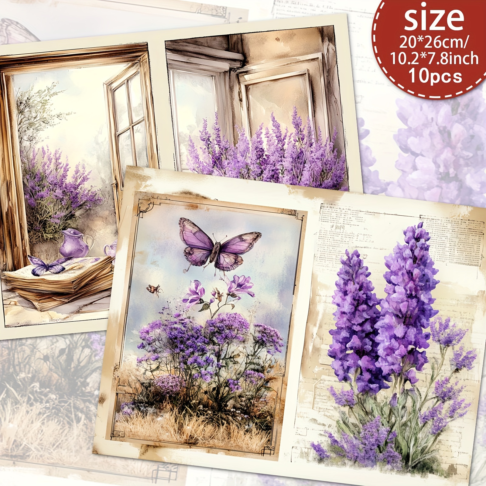 TEMU Lot de 10 Feuilles à Scrapbooking A4 du Vintage avec , Ensemble de pour Journal Artisanal et Décoratif, Fournitures d'Artisanat pour