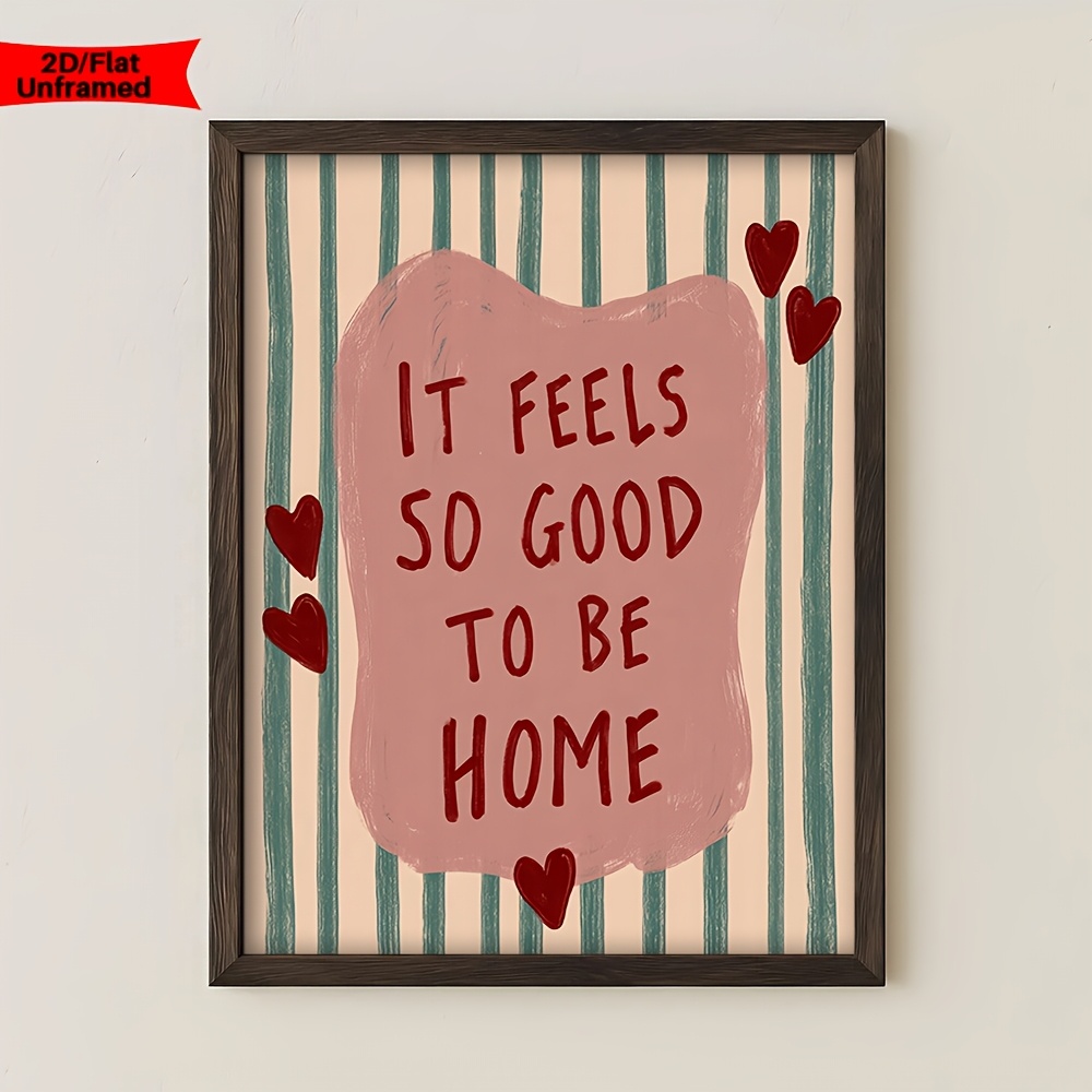 TEMU 2d Flat, 2d Flat, Theme Posters It Canvas Prints Heart Motif Wall Decor Canvas Art Print For Living Room Bedroom Hallway Housewarming Gifts