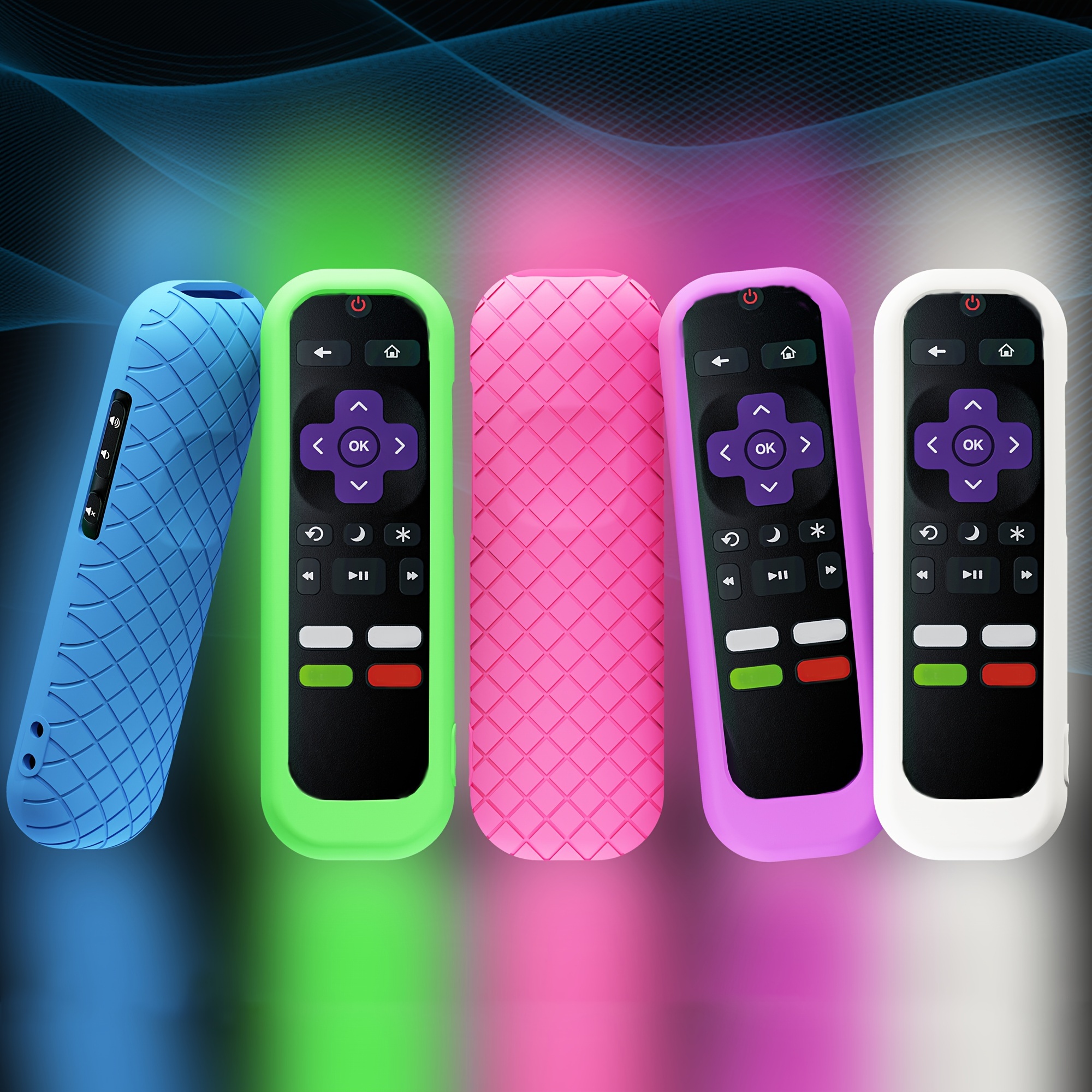 

5 Pcs Glow In The Dark Silicone Universal Remote Control Covers For Tcl, Hisense, Tvs & Streaming Sticks - 4k Compatible