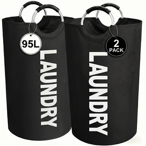 laundry basket set pack 95l large foldable hamper with support frame and handles for bedroom dorm and bathroom storage laundry baskets