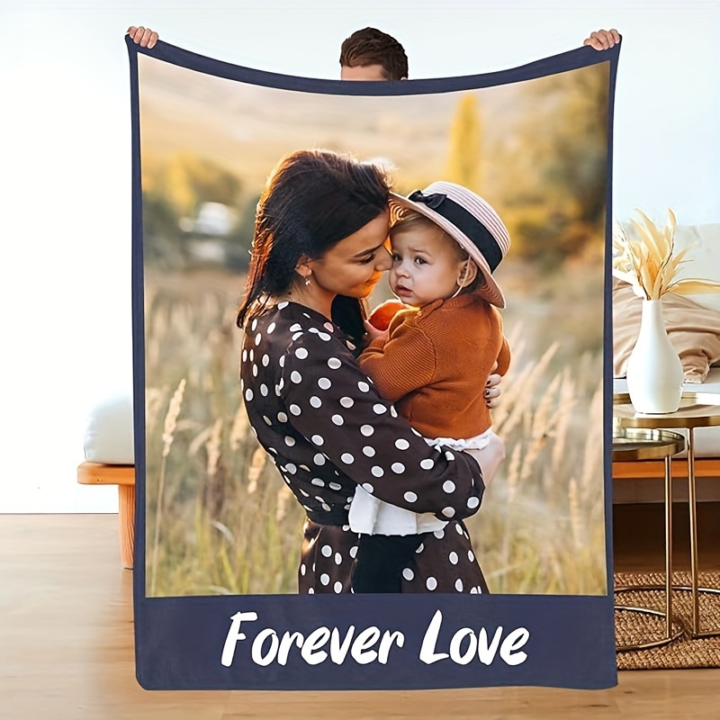 

1pc Custom Blanket With Photo, Personalized Throw Blanket, Customized Picture Blanket, Warm And Cozy Soft Plush Lightweight Flannel Cover, Warm Gift For Family And Friend, All Seasons Use