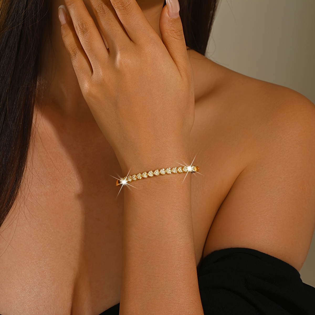 Women's Romantic French Heart Bracelet, Exquisite Pave Design
