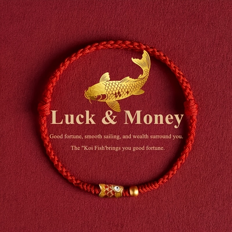 TEMU Bracelet à pendentif koï rouge fait main, symbolisant , fortune, et les bénédictions. Portez-le près de votre cœur, la koï vous apportera, qu'à