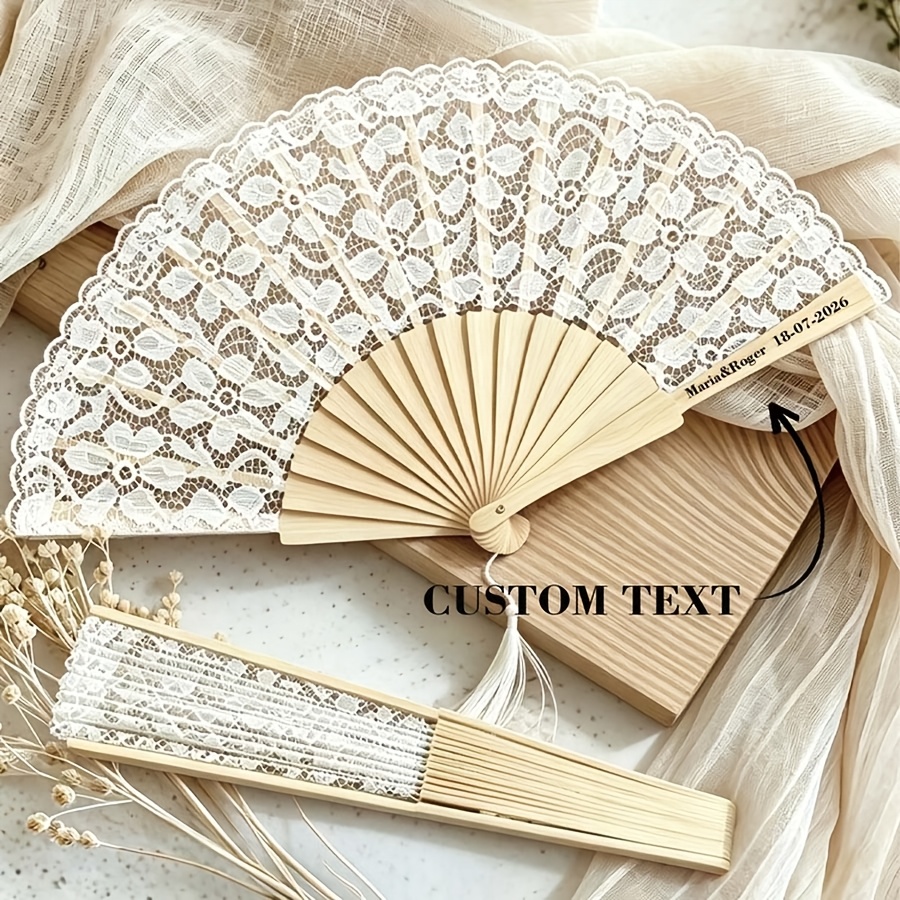 Personalized Handheld Fan with Lace Surface