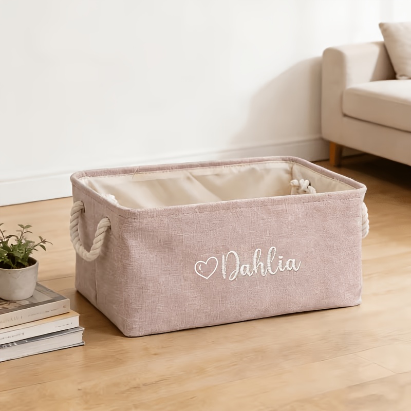 TEMU High-end Custom Storage Bins And Boxes For Storage Bins And Boxes | Name And Icon Personalized Storage Box | Large Capacity With Rope Handle