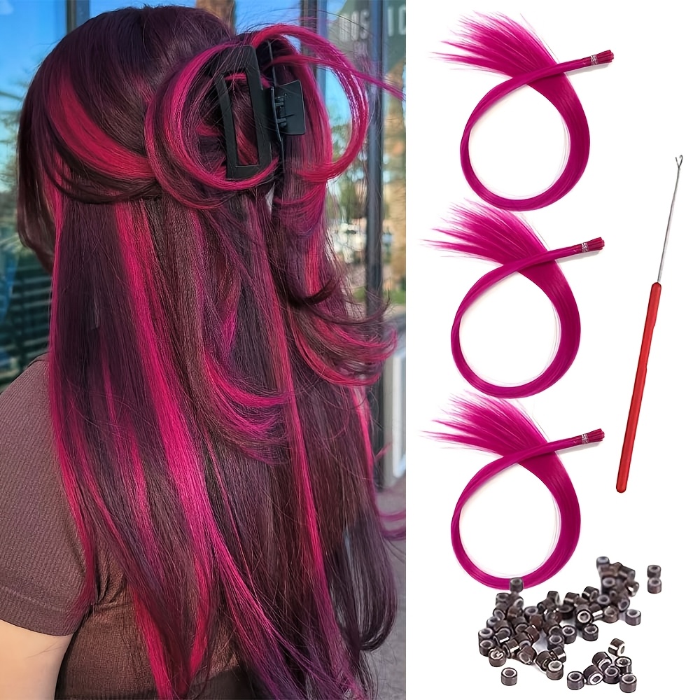 TEMU Colored Hair Extensions Kit I Tips Hair Extensions Kit 30 Strands 16