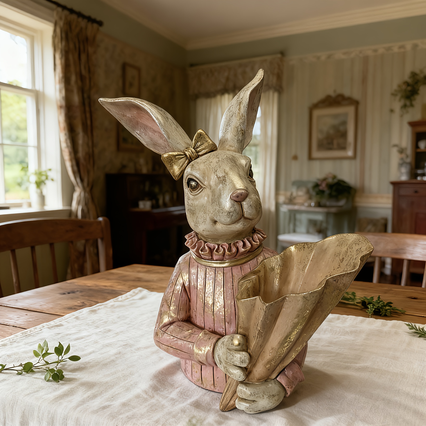 Image of The 36cm Oversized Rabbit Flower Vase Ornament Is Cute, Romantic, Decorative And Practical, Fitting Styles, Enhancing Space Beauty, Ideal For A And As A Birthday/housewarming Gift.