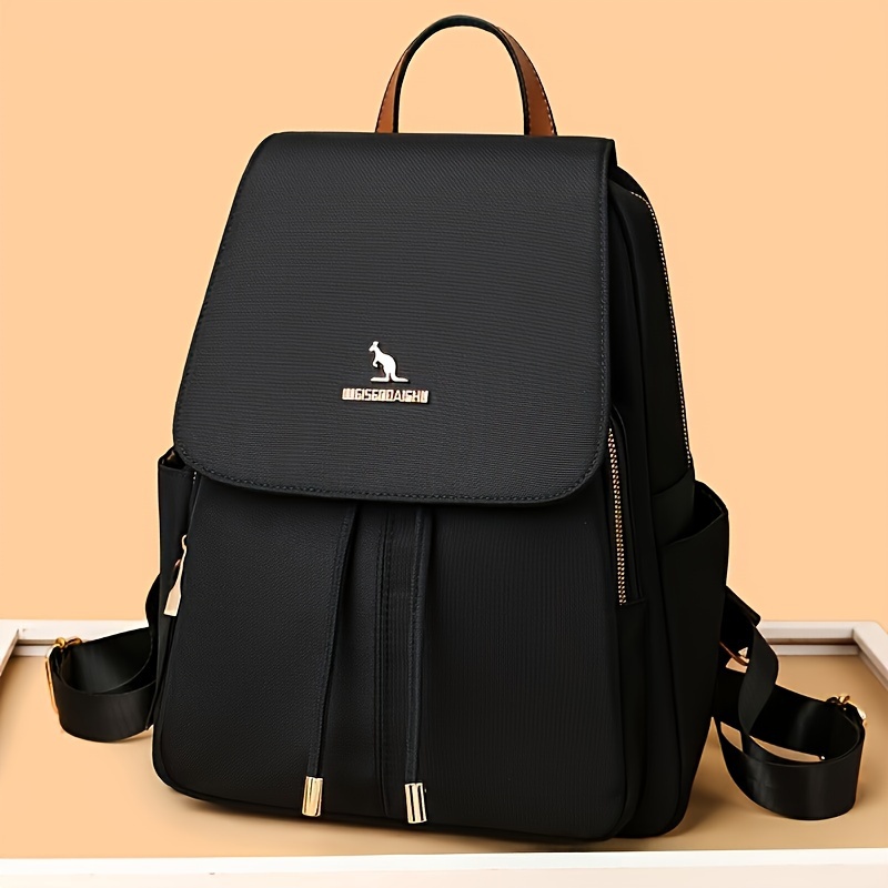 TEMU Small Black Canvas Backpack With Multiple Pockets, Adjustable Shoulder Straps, Fashionable Commuter Bag For Travel, Students, And Daily Use