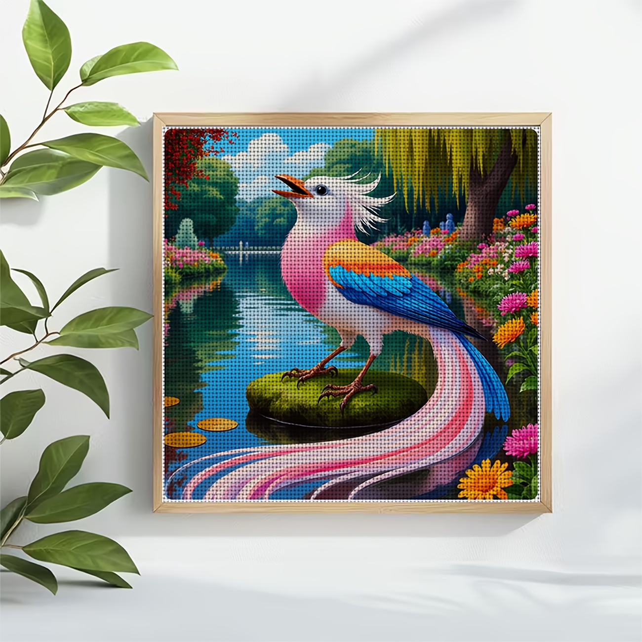 Cross Stitch Printed Kit, Frameless Feathered Divine Bird Design